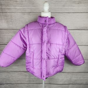 Culture Couture Purple Puffer Jacket Detachable Sleeves for Vest